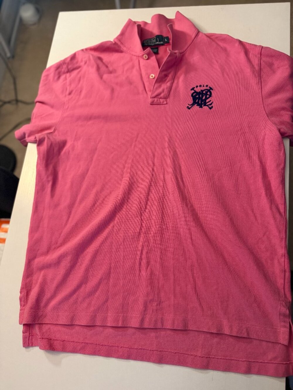 Polo Ralph Lauren Rugby Polo Shirt Men's Large Pink Equestrian Crest LARGE
